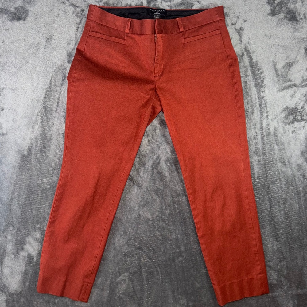 Womens 6 Banana Republic Sloan Crop Pants Orange Excellent Slim Stretch Trousers